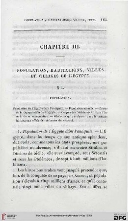 Chapitre III: Population, habitations, villes et villages de l'Égypte
