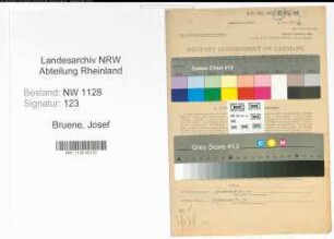 Entnazifizierung Josef Bruene , geb. 28.07.1906 (Polizist)
