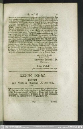 Siebende Beylage. Extract aus Hertzogs Heinrich Quadruplic, fol. 107., Extract aus Hertzogs Albrecht Quinduplic. fol. 137. b., Beylage von Hertzog Albrecht zu den Acten gegeben