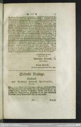Siebende Beylage. Extract aus Hertzogs Heinrich Quadruplic, fol. 107., Extract aus Hertzogs Albrecht Quinduplic. fol. 137. b., Beylage von Hertzog Albrecht zu den Acten gegeben