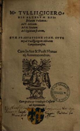 M. T. Ciceronis Epistolarvm Volvmen ... : Additus est etiam Index copiosus, & scholia Pauli Manutij, 2