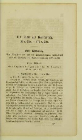 III. Rom als Kaiserreich. 30 v.Chr. - 476 n.Chr