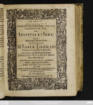 Disputatio Exercitationum Philosophicarum XLI, De Iustitia Et Iure