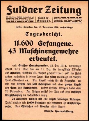 Ausgabe vom Sonntag, den 13. Dezember 1914.