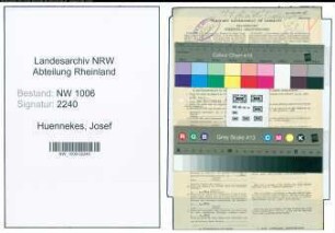 Entnazifizierung Josef Huennekes , geb. 19.02.1899 (Buchhalter)