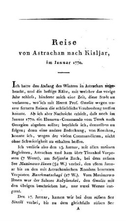 Reise von Astrachan nach Kisljar, im Januar 1770.