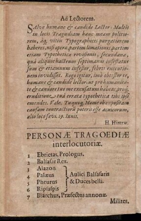 Personæ Tragoediæ interlocutoriæ.