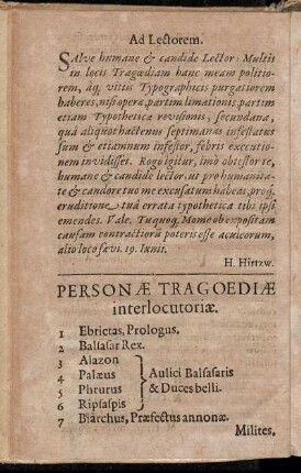 Personæ Tragoediæ interlocutoriæ.