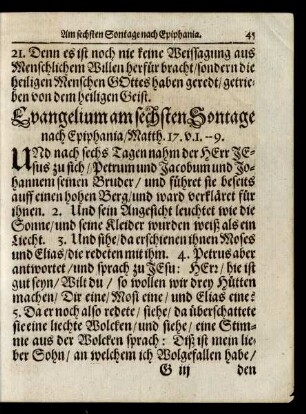 Evangelium am sechsten Sontage nach Epiphania/ ...