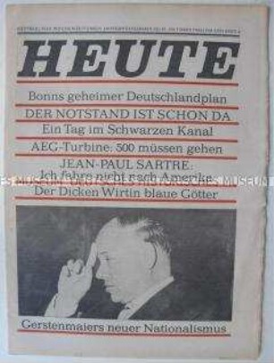 West-Berliner Wochenzeitung "HEUTE" u.a. über den DDR-Publizisten Karl Eduard von Schnitzler