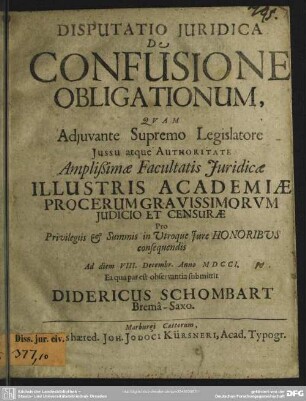 Disputatio iuridica De Confusione Obligationum