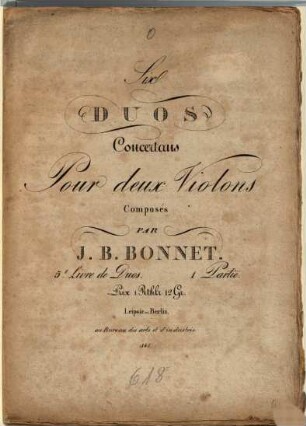Six duos concertans pour deux violons : 5e livre de duos, 1. partie