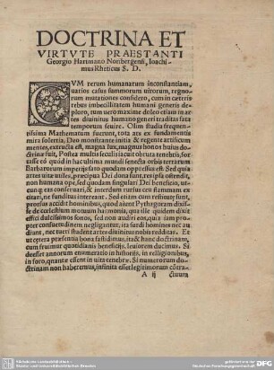 Doctrina et Virtute Praestanti Georgio Hartmano Norbergensi, Ioachimus Rheticus S. D.