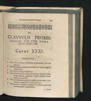 De Clausulis Promissionum Sub Fide Humana Et Simplici. Caput XXXI.