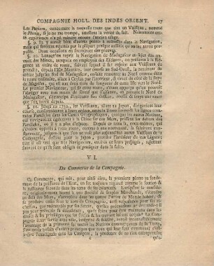 VI. Du commerce de la Compagnie