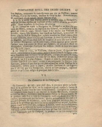 VI. Du commerce de la Compagnie