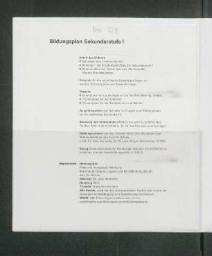 Bildungsplan Sekundarstufe I