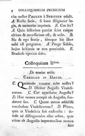 Colloquium II dum. De nomine urbis