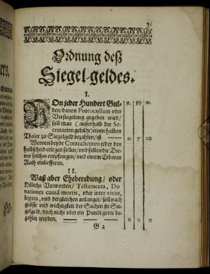 Ordnung deß Siegel-geldes