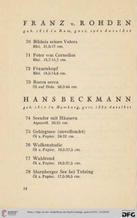Franz v. Rohden (Nr.70-73)