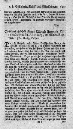 Ridicula litteraria. Ed.nov. et auct.