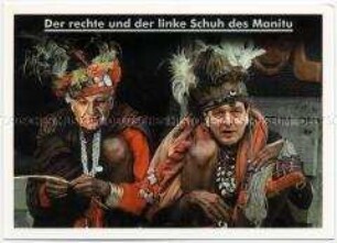 Satirische Postkarte mit Politikerkarikatur