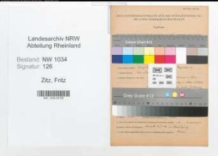 Entnazifizierung Fritz Zitz , geb. 30.01.1911 (Stabsfeldwebel)