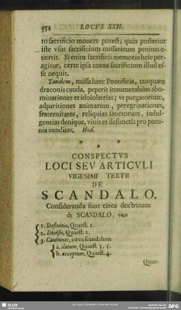 Conspectus Loci Seu Articuli Vigesimi Tertii De Scandalo