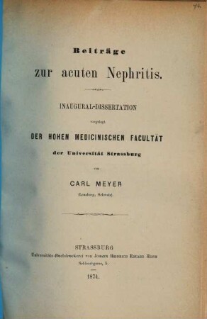 Beiträge zur acuten Nephritis : Inaug. Diss.