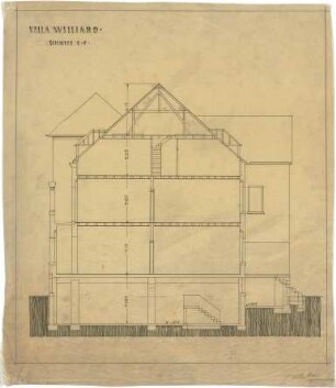 Billing, Hermann; Karlsruhe, Beethovenstr. 2-4; Doppelhaus Williard (Lacroix) - Stober - Schnitt E-F