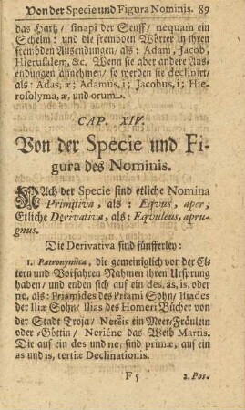 Cap. XIV. Von der Specie und Figura des Nominis.