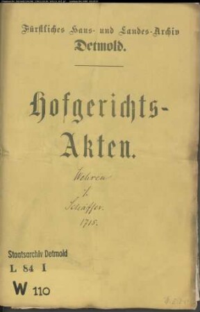 Wehren, Arnd gegen Johann Schäffer zu Alverdissen - Erbschaft