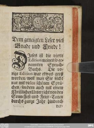 Dem geneigten Leser viel Gnade und Friede!