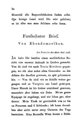 15. Von Ebendemselben - La Prairie den 28ten 1776.