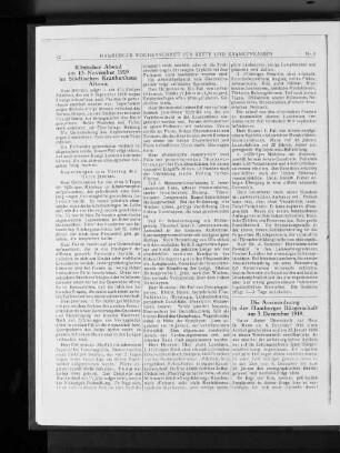 Klinischer Abend am 13. November 1919 im Städtischen Krankenhaus Altona.