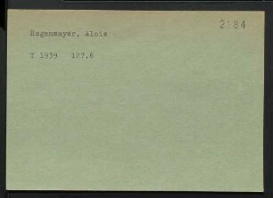 Hagenmayer, Alois