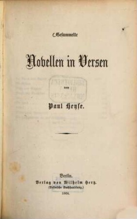 Gesammelte Novellen in Versen