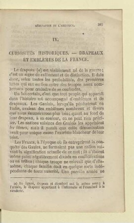 IV. Curiosités historiques. - Drapeaux et emblèmes de la France