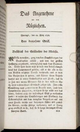 Das dreizehnte Stück. Montags, den 29. Merz 1756.