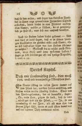Viertes Kapitel. Daß wir sanftmüthig sind, dies muß seyn, weil wir vernünftige Menschen sind.