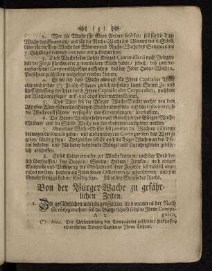 Von der Bürger-Wache zu gefährlichen Zeiten.