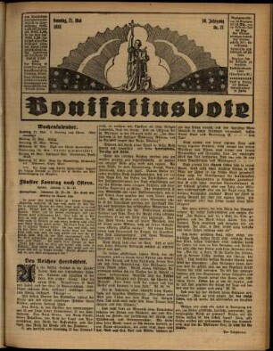 Erste Ausgabe vom Sonntag, den 21. Mai 1933.