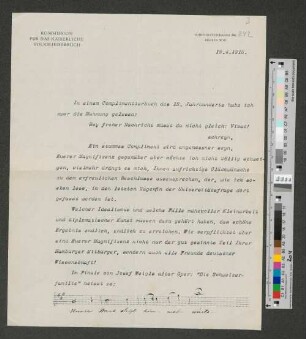 Brief an Werner von Melle