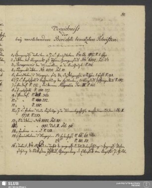 Verzeichniß der bey vorstehendem Berichte benutzten Schriften
