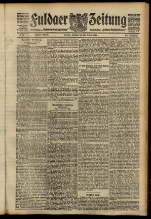 Erste Ausgabe vom Freitag, den 26. April 1912.