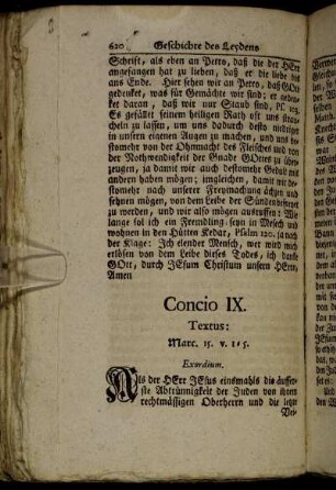 Concio IX. Textus: Marc 15. v. 1 - 5.