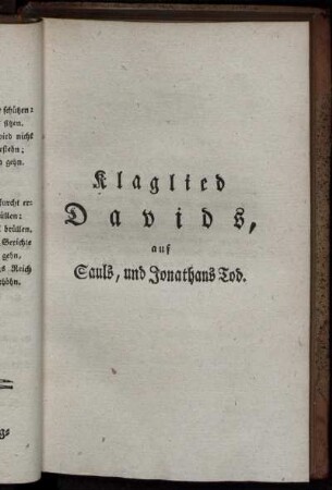 Klaglied Davids, auf Sauls, und Jonathans Tod.