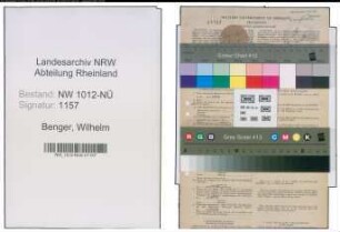 Entnazifizierung Wilhelm Benger , geb. 08.03.1912 (Metzger)