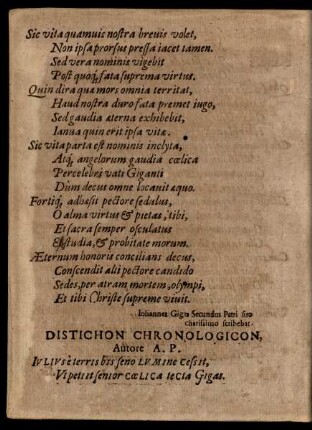 Distichon Chronologicon ...