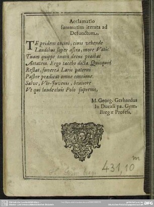 Acclamatio summatim iterata ad Defunctum